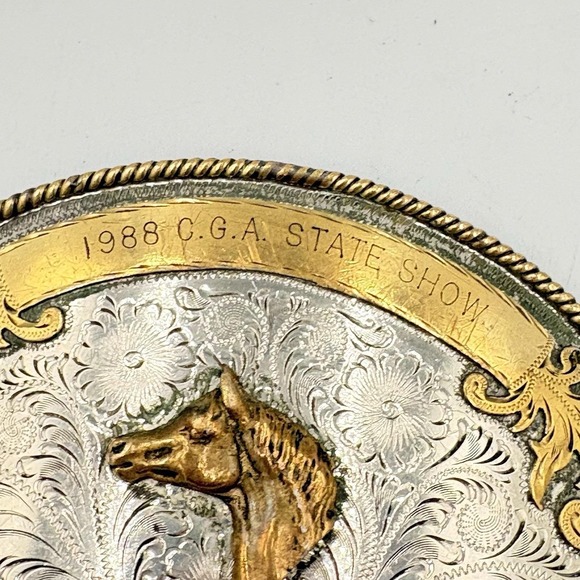 1988 CGA California Gymkhana State Show Judge Belt Buckle Cowgirl Western main image 4